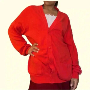 Red Cardigan Sweater women Knit Clothing Long sleeve Christmas holiday oversized